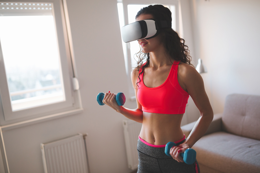 Exercising at home with VR glasses
